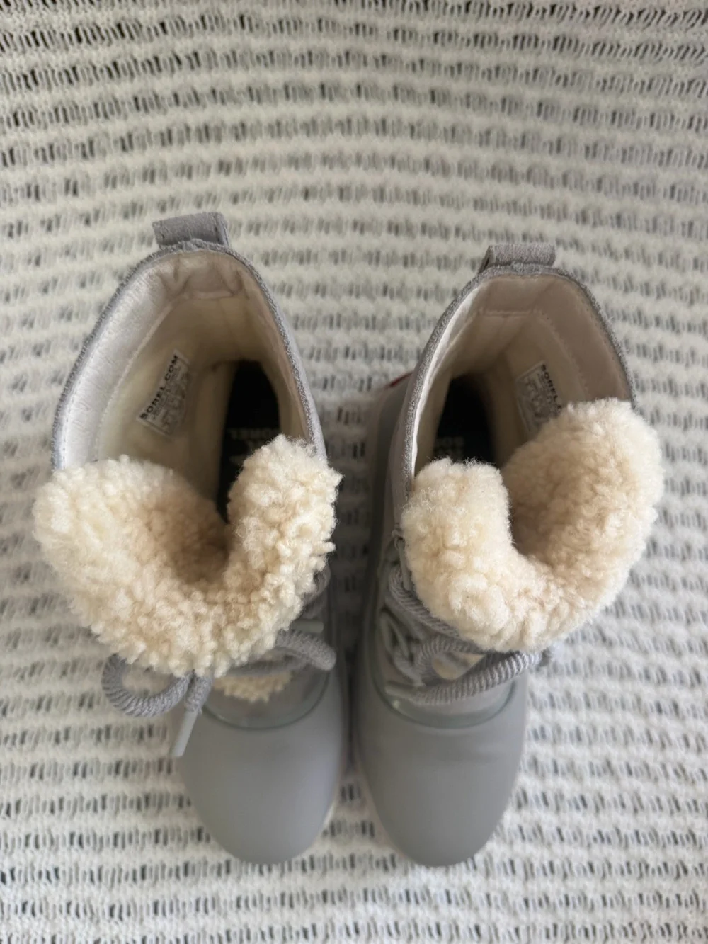 Sorel Joan Of Arctic Next Lite Outdoor Winter Boots Gray Ivory Shearling 8 EUC